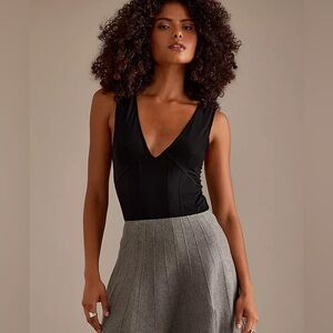 NWT Anthropologie Women’s Black Pilcro Plunge Bodysuit Size Large